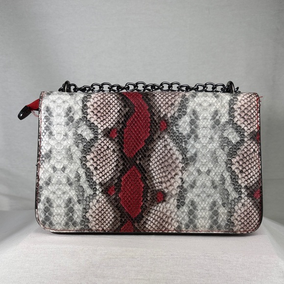 Affordable Fashion Finds Red and Gray Snake Print Shoulder Bag - Picture 3 of 7
